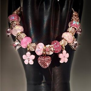 Elegant Pink Charm Bracelet